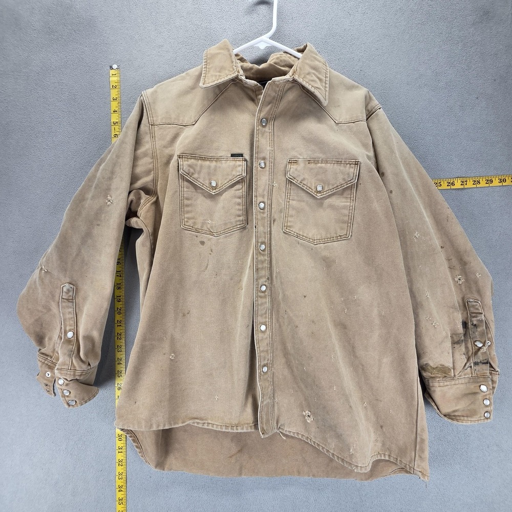 LAPCO Jacket Mens XL Brown Canvas Long Sleeve Snap Front Workwear Heavyweight
